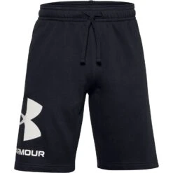 Under Armour UA Rival Fleece Big Logo Short Heren - Zwart/Onyx White -Fitness-Mode Winkel under armour mens ua rival fleece big logo shorts black onyx white 1 1336190