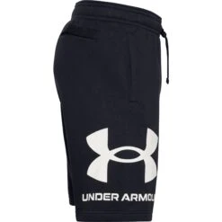 Under Armour UA Rival Fleece Big Logo Short Heren - Zwart/Onyx White -Fitness-Mode Winkel under armour mens ua rival fleece big logo shorts black onyx white 3 1336195