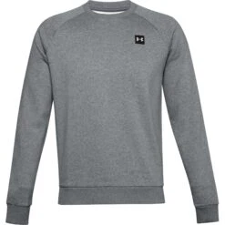 Under Armour UA Rival Fleece Crew Sweatshirt Heren - Pitch Gray Light Heather/Onyx White -Fitness-Mode Winkel under armour mens ua rival fleece crew pitch gray light heather onyx white 1 1335920