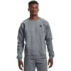Under Armour UA Rival Fleece Crew Sweatshirt Heren - Pitch Gray Light Heather/Onyx White -Fitness-Mode Winkel under armour mens ua rival fleece crew pitch gray light heather onyx white 3 1335922