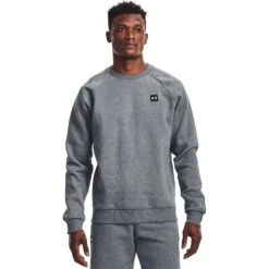 Under Armour UA Rival Fleece Crew Sweatshirt Heren - Pitch Gray Light Heather/Onyx White