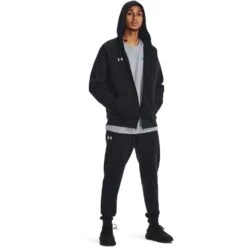 Under Armour UA Rival Fleece Hoodie Met Volledige Rits Heren - Zwart/Wit -Fitness-Mode Winkel under armour mens ua rival fleece full zip hoodie black white 6 1529021