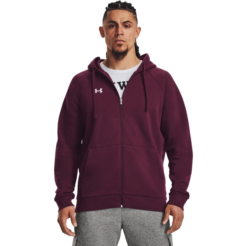 Under Armour UA Rival Fleece Hoodie Met Volledige Rits Heren - Dark Maroon/Wit 3 Under Armour UA Rival Fleece Hoodie Met Volledige Rits Heren - Dark Maroon/Wit