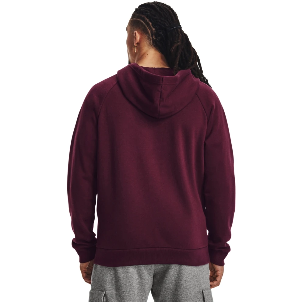 Under Armour UA Rival Fleece Hoodie Met Volledige Rits Heren - Dark Maroon/Wit 4 Under Armour UA Rival Fleece Hoodie Met Volledige Rits Heren - Dark Maroon/Wit - Afbeelding 2