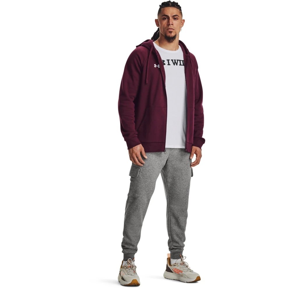 Under Armour UA Rival Fleece Hoodie Met Volledige Rits Heren - Dark Maroon/Wit 7 Under Armour UA Rival Fleece Hoodie Met Volledige Rits Heren - Dark Maroon/Wit - Afbeelding 5