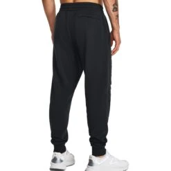 Under Armour UA Rival Fleece Graphic Joggingbroek Heren - Zwart/Wit -Fitness-Mode Winkel under armour mens ua rival fleece graphic joggers black white 4 1561670