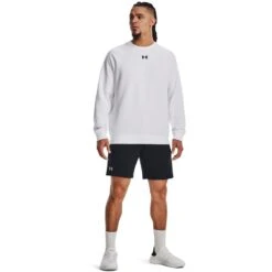 Under Armour UA Rival Fleece Shorts Heren - Zwart/Wit -Fitness-Mode Winkel under armour mens ua rival fleece shorts black white 5 1529044