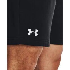 Under Armour UA Rival Fleece Shorts Heren - Zwart/Wit -Fitness-Mode Winkel under armour mens ua rival fleece shorts black white 6 1529045