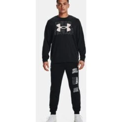 Under Armour UA Rival Terry Logo Crew Sweatshirt Heren# - Zwart/Onyx White -Fitness-Mode Winkel under armour mens ua rival terry logo crew black onyx white 3 1159122