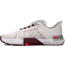 Under Armour UA TriBase™ Reign 5 Trainingsschoenen Heren - White Clay/Deep Red -Fitness-Mode Winkel under armour mens ua tribase reign 5 training shoes white clay 4 1527283