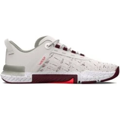 Under Armour UA TriBase™ Reign 5 Trainingsschoenen Heren - White Clay/Deep Red -Fitness-Mode Winkel under armour mens ua tribase reign 5 training shoes white clay 5 1527284