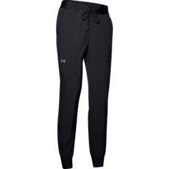 Under Armour UA Armour Sport Woven Broek Dames - Zwart/Metallic Silver -Fitness-Mode Winkel under armour womens ua armour sport woven pants black metallic silver 1 1013517