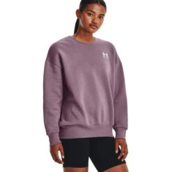 Under Armour UA Essential Fleece Oversized Crew Shirt Dames - Misty Purple/Wit
