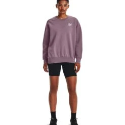 Under Armour UA Essential Fleece Oversized Crew Shirt Dames - Misty Purple/Wit -Fitness-Mode Winkel under armour womens ua essential fleece oversized crew sweatshirt misty purple white 6 1527683