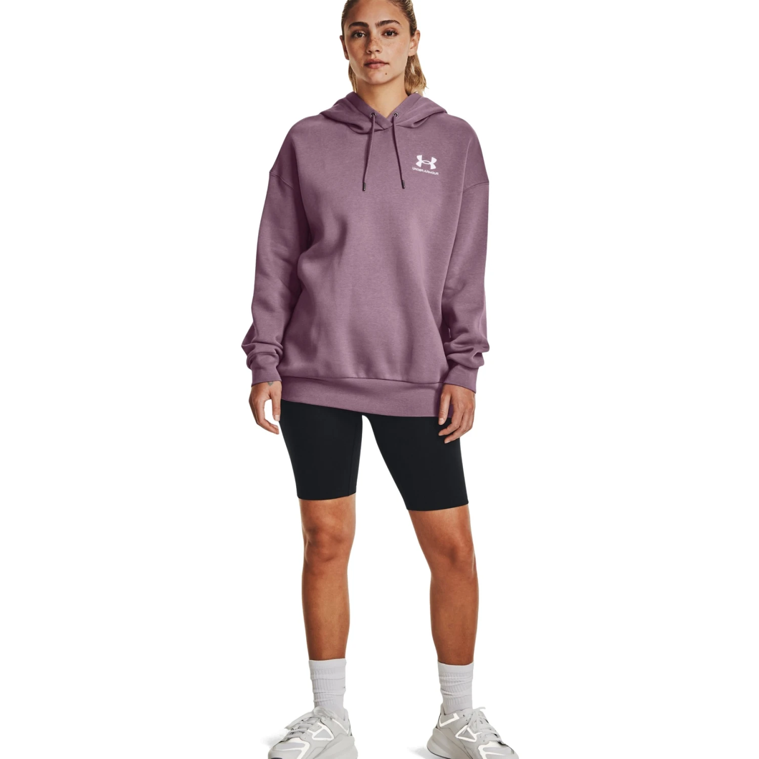 Under Armour UA Essential Fleece Oversized Hoodie Dames - Misty Purple/Wit 8 Under Armour UA Essential Fleece Oversized Hoodie Dames - Misty Purple/Wit - Afbeelding 6