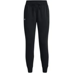 Under Armour UA Rival Fleece Joggingbroek Dames - Zwart/Wit -Fitness-Mode Winkel under armour womens ua rival fleece joggers black white 3 1529328