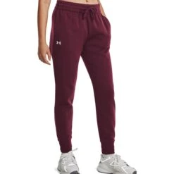 Under Armour UA Rival Fleece Joggingbroek Dames - Dark Maroon/Wit