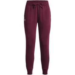 Under Armour UA Rival Fleece Joggingbroek Dames - Dark Maroon/Wit -Fitness-Mode Winkel under armour womens ua rival fleece joggers dark maroon white 3 1529316