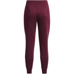 Under Armour UA Rival Fleece Joggingbroek Dames - Dark Maroon/Wit -Fitness-Mode Winkel under armour womens ua rival fleece joggers dark maroon white 4 1529317