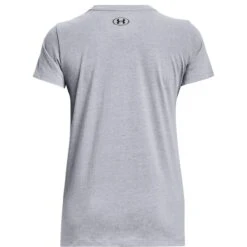 Under Armour UA Sportstyle Left Chest Shirt Met Korte Mouwen Dames - Steel Light Heather/Zwart -Fitness-Mode Winkel under armour womens ua sportstyle left chest short sleeve shirt steel light heather black 4 1529337