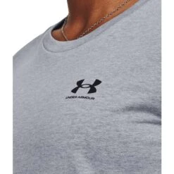 Under Armour UA Sportstyle Left Chest Shirt Met Korte Mouwen Dames - Steel Light Heather/Zwart -Fitness-Mode Winkel under armour womens ua sportstyle left chest short sleeve shirt steel light heather black 5 1529338